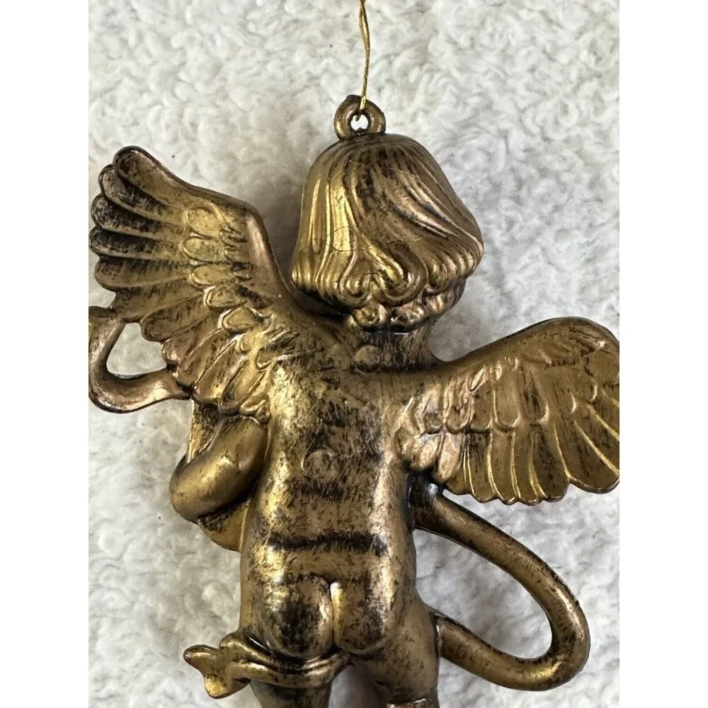 Angel or Cherub Gold Christmas Ornament Vintage‎ Xmas